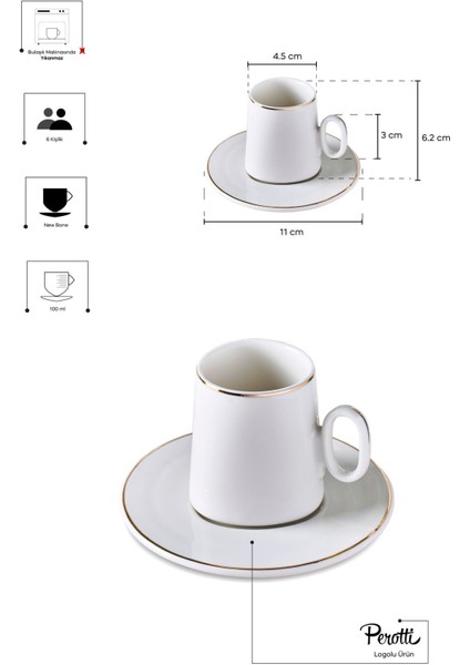 Pure 6 Kişilik Porselen Kahve Fincanı Takımı indirimleri