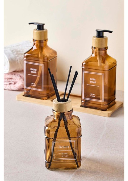 Rogan Amber 3 Lü Bambu Tepsili Sıvı Sabunluk Seti modelleri