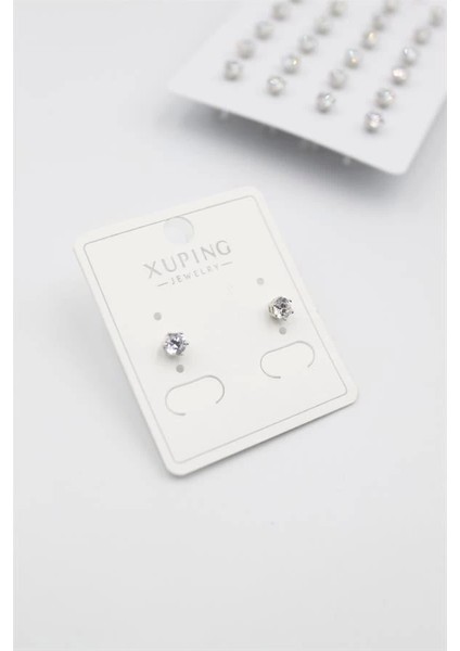 Küçük Boy Zirkon Taşlı Tektaş Küpe - Gümüş