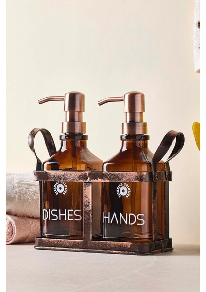 Rame Eskitme Metal Standlı Retro 2 Li Sıvı Sabunluk 500 ml fiyatları