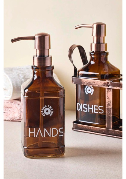 Rame Eskitme Metal Standlı Retro 2 Li Sıvı Sabunluk 500 ml modelleri