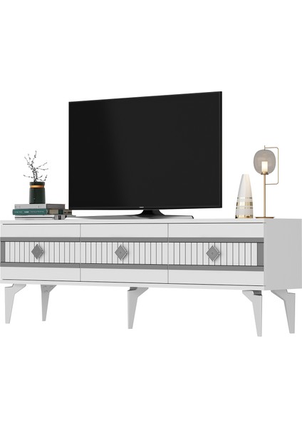 Novva Tv Sehpası (Alt Modül) ve Konsol 2'li Salon Takımı Beyaz-Gümüş fırsatları