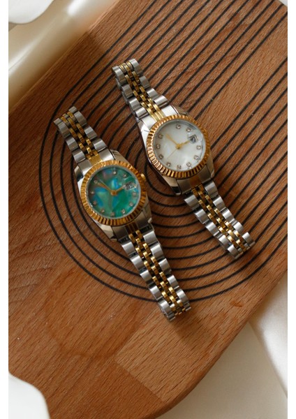 Verona Çelik Gold&silver Kadın Kol Saati(Içi Yeşil) fiyatları