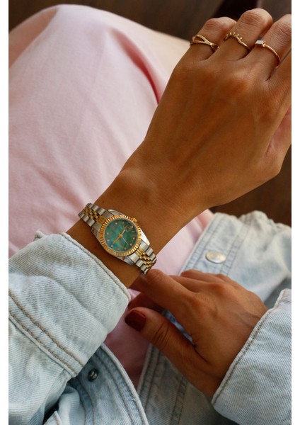 Verona Çelik Gold&silver Kadın Kol Saati(Içi Yeşil) fırsatları