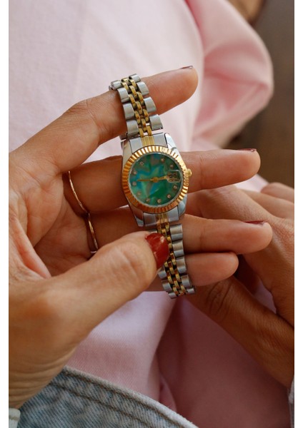 Verona Çelik Gold&silver Kadın Kol Saati(Içi Yeşil) indirimleri