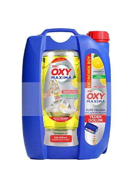Mr. Oxy Maxıma Elde Yıkama Bulaşık Deterjanı Yedek Dolum 3500 ml +500 ml Limon Kokulu (Sarı)