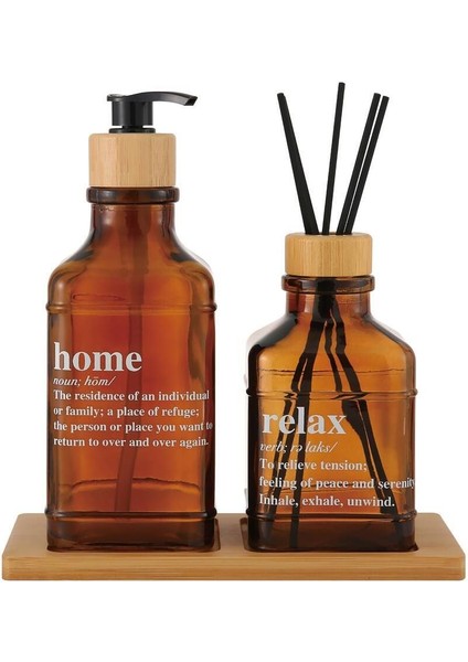 Rogan Amber 2 Li Bambu Tepsili Sıvı Sabunluk Seti fırsatları