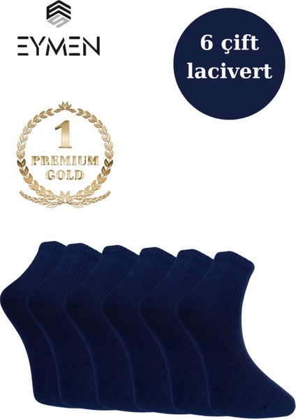 6'lı Paket Unisex Kolej & Tenis Çorabı Düz Renk Kısa Lacivert | Pamuklu (Kadın & Erkek)