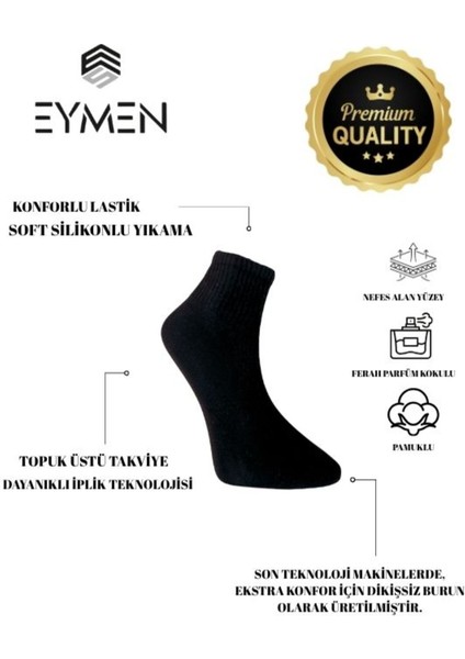 6'lı Paket Unisex Kolej & Tenis Çorabı Düz Renk Kısa Siyah | Pamuklu (Kadın & Erkek) fiyatları