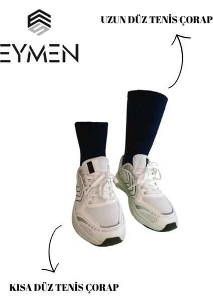 6'lı Paket Unisex Kolej & Tenis Çorabı Düz Renk Kısa Siyah | Pamuklu (Kadın & Erkek) modelleri