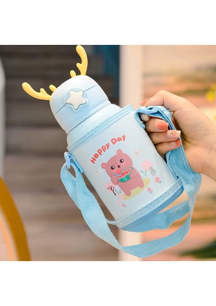 Mavi Renk Premium Paslanmaz Çelik Figürlü Askılı Çocuk Termos, 500 Ml, ( 24+ Ay) fiyatları