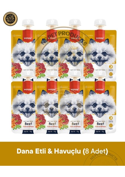 Dana Etli Ve Havuçlu Köpek Et Ezmesi 8'li – 90 g × 8 Paket