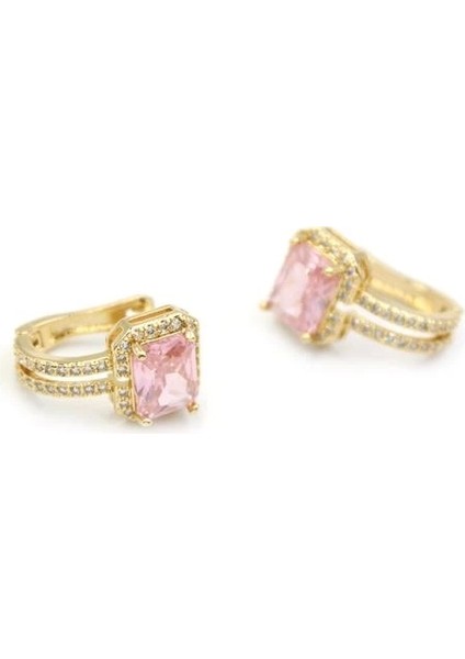 Taşlı Küpe - Pembe