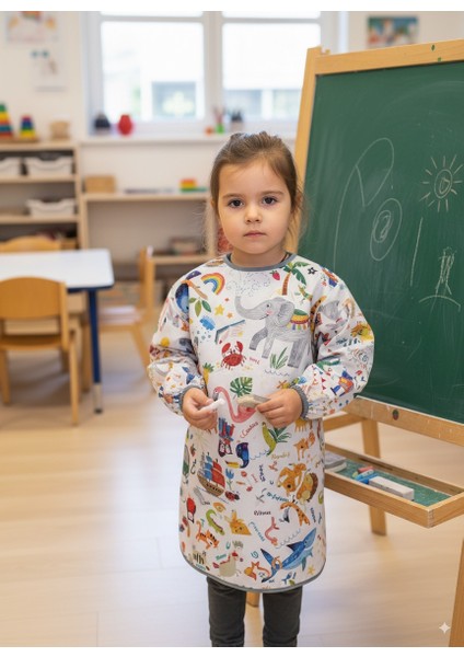 7-11 Yaş, Jungle, Sıvı Geçirmez, Ekstra Büyük Kalıp, Makinede Yıkanabilir, Uzun Kollu Çocuk, Aktivite Mama Önlüğü modelleri