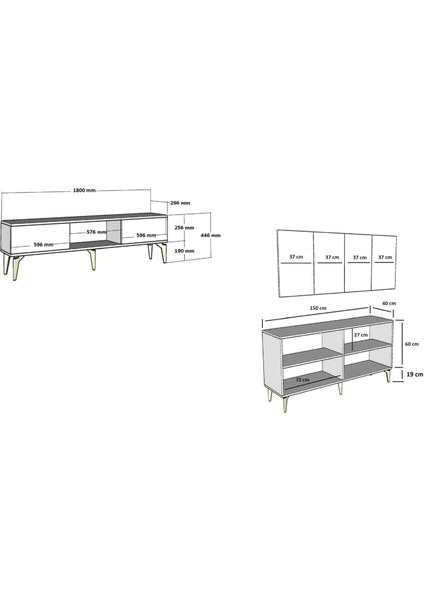 Novva Tv Sehpası (Alt Modül) ve Konsol 2'li Salon Takımı Beyaz-Altın indirimleri
