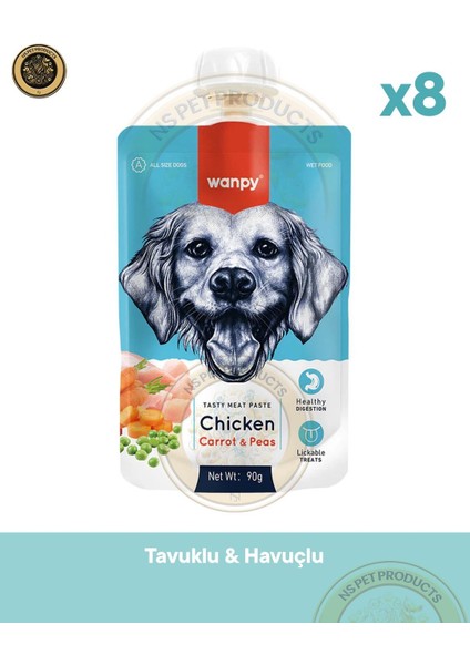 Tavuklu Ve Havuçlu Köpek Et Ezmesi 8'li – 90 g × 8 Paket modelleri