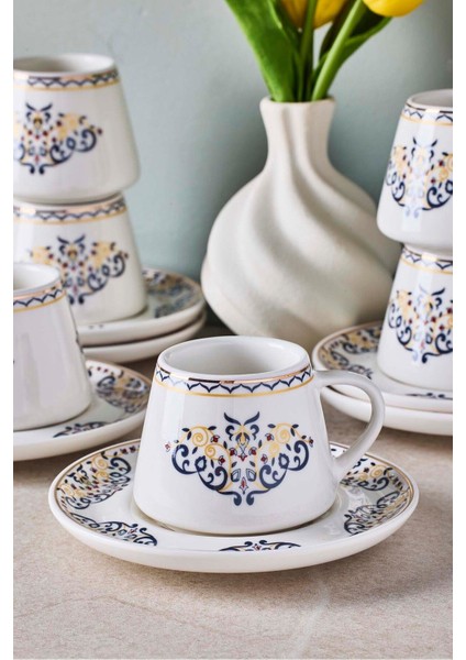 Mavi Ege 6 Kişilik Porselen Kahve Fincanı Takımı modelleri