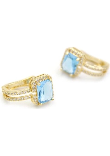 Taşlı Küpe - Turkuaz