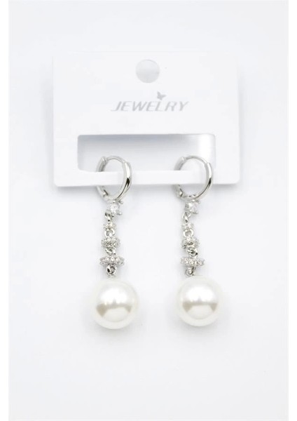 Taşlı Inci Küpe - Gümüş