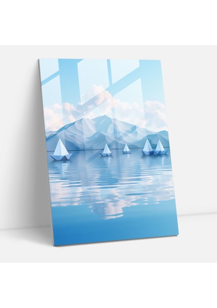 Origami Tekneleri Cam Duvar Sanatı - Huzur Doğa