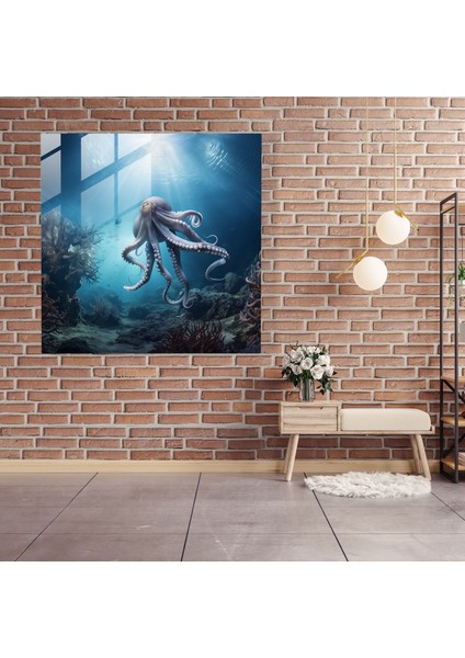 Ethereal Ahtapot Cam Tablo - Ahtapot Cam Sanat Duvar Dekorasyonu Modern Sanat modelleri