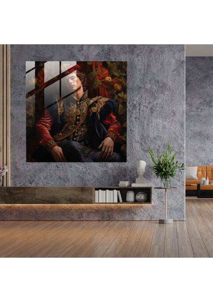 Regal Rönesans Cam Tablo - Portre Zengin Renkler Duvar Dekorasyonu fiyatları