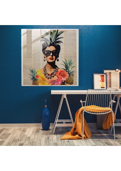 Vintage Kolaj Ananas Cam Tablo - Ananas Cam Sanatı Duvar Dekorasyonu Modern Sanat fiyatları