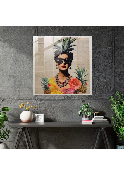 Vintage Kolaj Ananas Cam Tablo - Ananas Cam Sanatı Duvar Dekorasyonu Modern Sanat modelleri