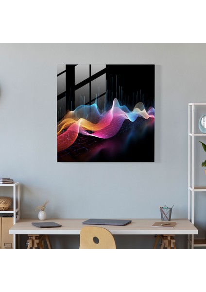 Pink Floyd Cam Tablo - Soyut Ses Dalgası Notları - Modern Sanat Müzik Tutkunları Cam Duvar Sanatı modelleri