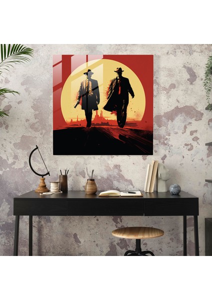 Korku Hikayeleri Cam Tablo - Pulp Fiction Modern Sanat Illüstrasyon Cam Duvar Sanatı modelleri