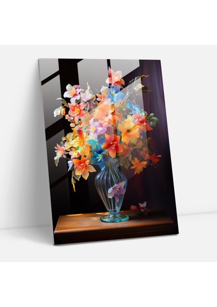 Gerçekçi Cam Heykel - Vintage Buket Cam Duvar Sanatı - Rustik Masa Ev Dekorasyonu