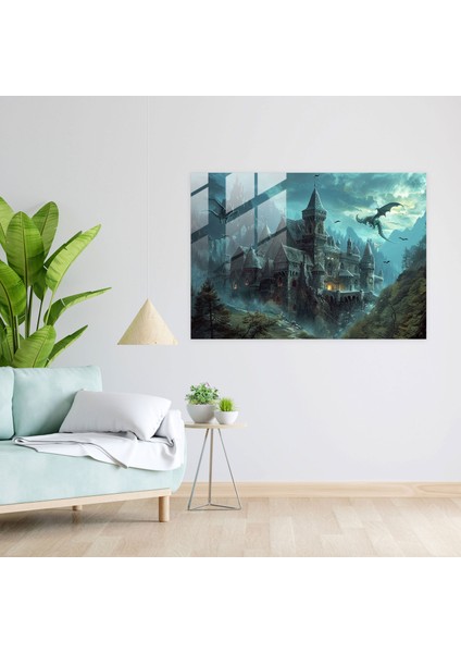 Pre-Raphaelite Brotherhood Cam Tablo - Ortaçağ Kalesi Fantazi - Modern Sanat Duvar Dekorasyonu modelleri