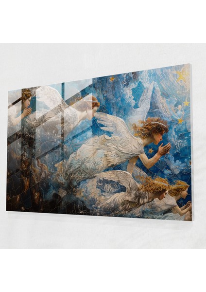 Cennet Melekleri Cam Tablo Ev Dekorasyonu - Pre-Raphaelite Brotherhood Modern Sanat Cam Tablo
