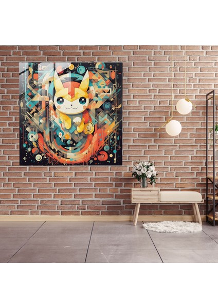 Pokemon Geometrik Soyut Cam Tablo - Yaratıcı Ruh Cam Sanatı Ev Dekorasyonu modelleri