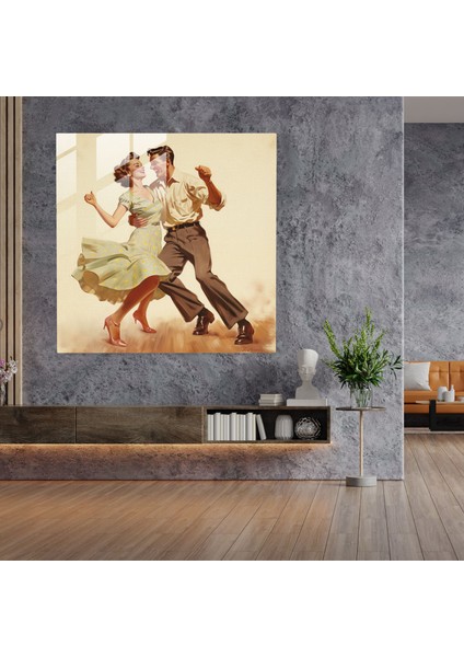 Retro Dans Eden Cam Tablo - Retro Cam Duvar Sanatı Cam Sanat Dans Eden Ruh fiyatları
