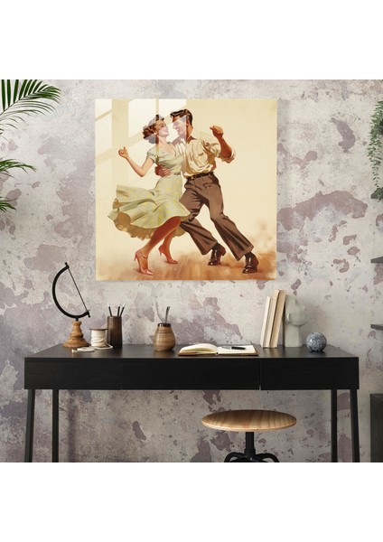 Retro Dans Eden Cam Tablo - Retro Cam Duvar Sanatı Cam Sanat Dans Eden Ruh modelleri