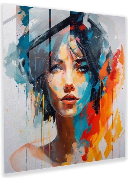 Canlılık Portresi Cam Tablo - Portre Cam Duvar Sanatı Ev Dekorasyonu Canlı Renkler