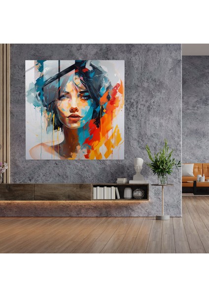 Canlılık Portresi Cam Tablo - Portre Cam Duvar Sanatı Ev Dekorasyonu Canlı Renkler fiyatları