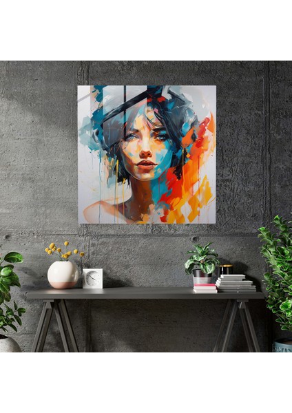 Canlılık Portresi Cam Tablo - Portre Cam Duvar Sanatı Ev Dekorasyonu Canlı Renkler modelleri