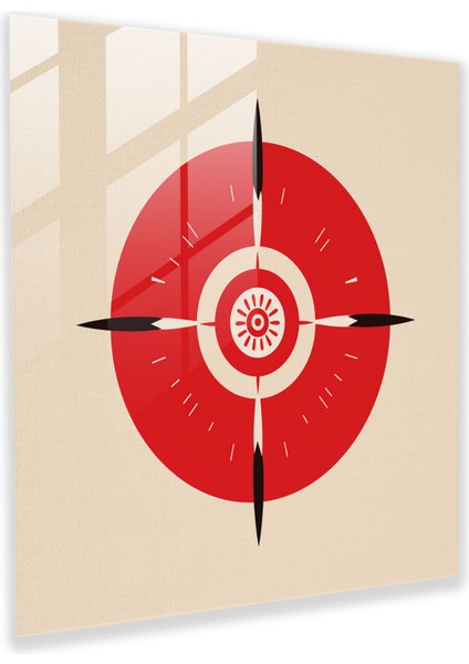 Kırmızı Kızılderili Sembolü Cam Tablo - Zarif ve Şık Tasarım