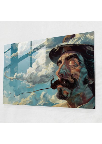 Salvador Dali Cam Tablo Sanatı - Bıyıklı Adam - Duvar Dekorasyonu