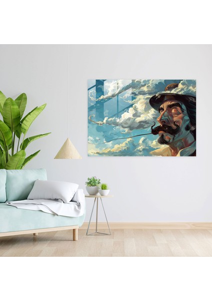 Salvador Dali Cam Tablo Sanatı - Bıyıklı Adam - Duvar Dekorasyonu fiyatları