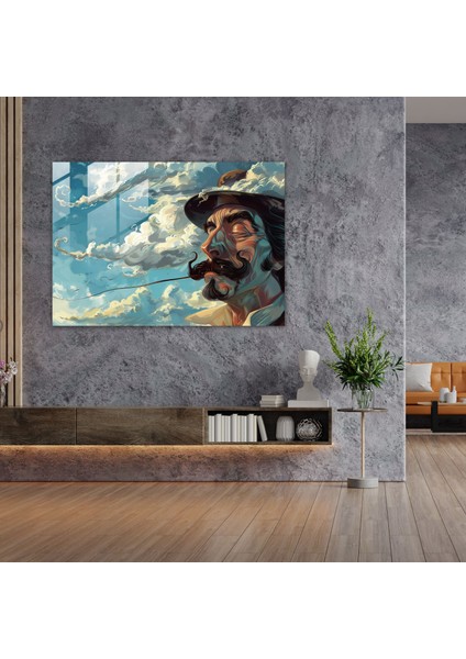 Salvador Dali Cam Tablo Sanatı - Bıyıklı Adam - Duvar Dekorasyonu modelleri