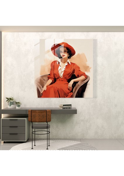 Geleneksel Moda Illüstrasyonu Cam Tablo - Retro Moda Tasarımı fiyatları