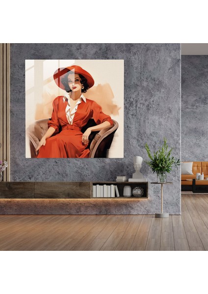 Geleneksel Moda Illüstrasyonu Cam Tablo - Retro Moda Tasarımı modelleri