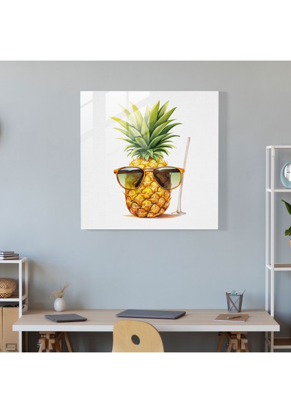 Parlak Ananas Cam Tablosu - Ananas Ev Dekorasyonu Yazlık Cam Tablo fiyatları