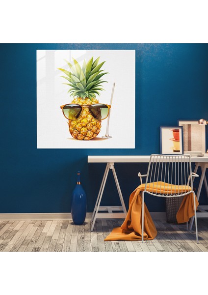 Parlak Ananas Cam Tablosu - Ananas Ev Dekorasyonu Yazlık Cam Tablo modelleri