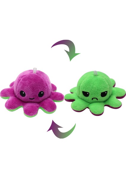 Flip Ahtapot Küçük Bebek 10CM Charm Çift Taraflı Flip Peluş Oyuncaklar Sevimli Komik Ifade Ahtapot Anahtarlık Charm (Yurt Dışından)