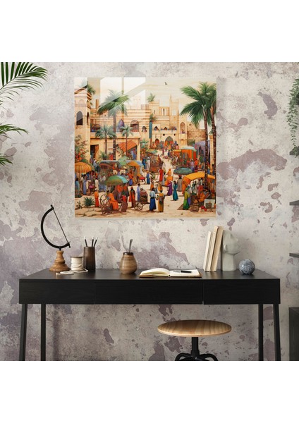 Canlı Mısır Çarşısı Temalı Cam Tablo: Papyrus Canlı Modern Sanat Mısır Çarşısı modelleri