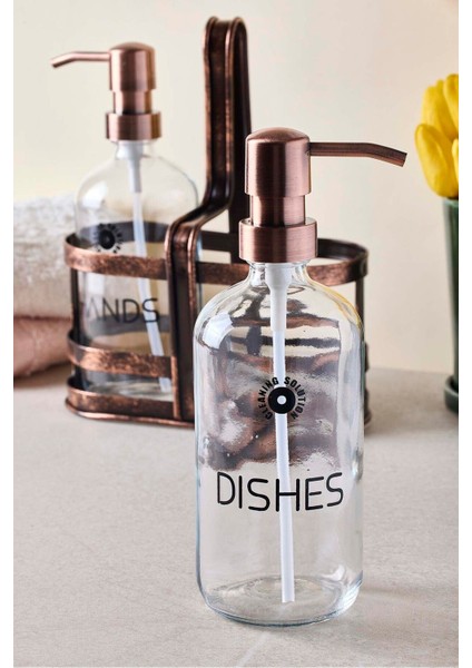 Rame Eskitme Metal Standlı Retro 2 Li Sıvı Sabunluk 500 ml fiyatları